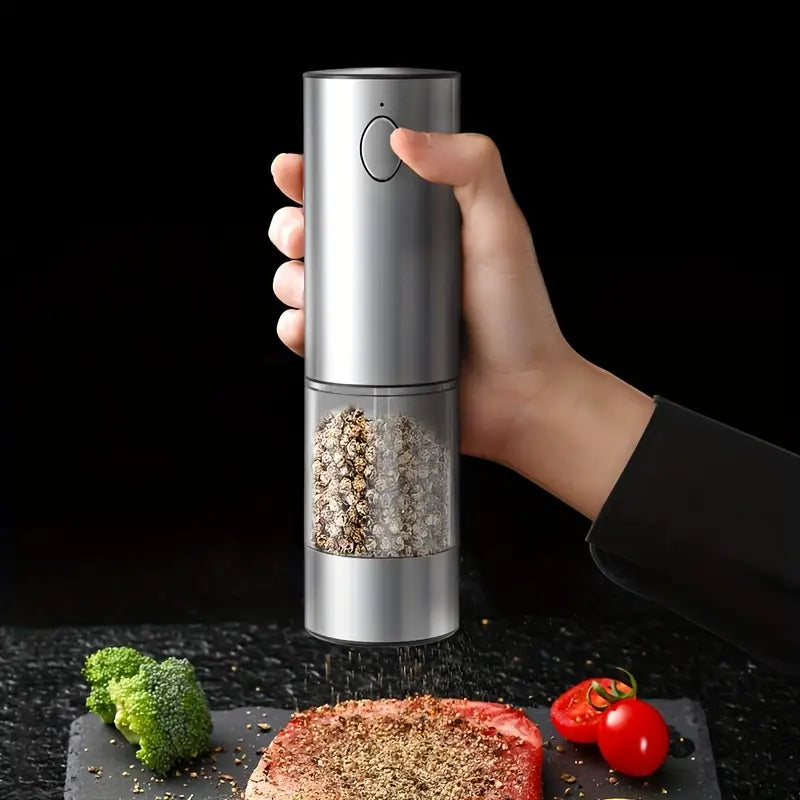 Moulin à Poivre Électrique Rechargeable – Broyeur Inox avec Réservoir Transparent