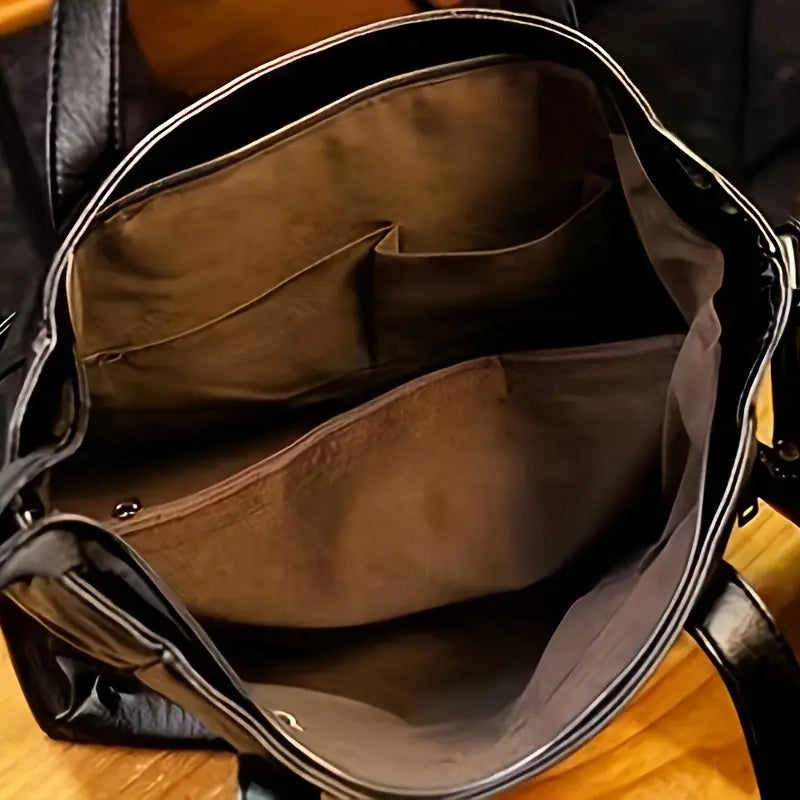 Sac Cabas Femme Noir Élégant en Simili Cuir – Grand Sac à Main avec Bandoulière et Pochette Amovible