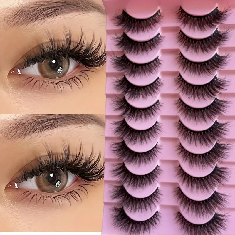 Faux Cils Effet Naturel Volume 3D – Lot de 10 Paires Ultra Douces et Réutilisables pour Regard Glamour