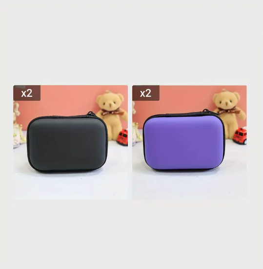 Lot de 2 Étuis Rigides de Rangement – Compact, Résistant et Coloré pour Accessoires Électroniques, Écouteurs ou Câbles