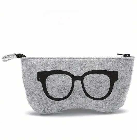 Étui à Lunettes en Feutrine Gris – Pochette Souple avec Fermeture Éclair, Léger et Antichoc