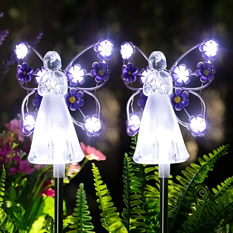 Lumières Solaire Ange pour Jardin – Hommage Lumineux pour Animaux Décédés (Lot de 2)