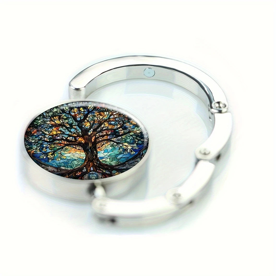 Crochet de Table Pliable pour Sac à Main – Motif Arbre de Vie, Élégant et Pratique pour Restaurant ou Bureau