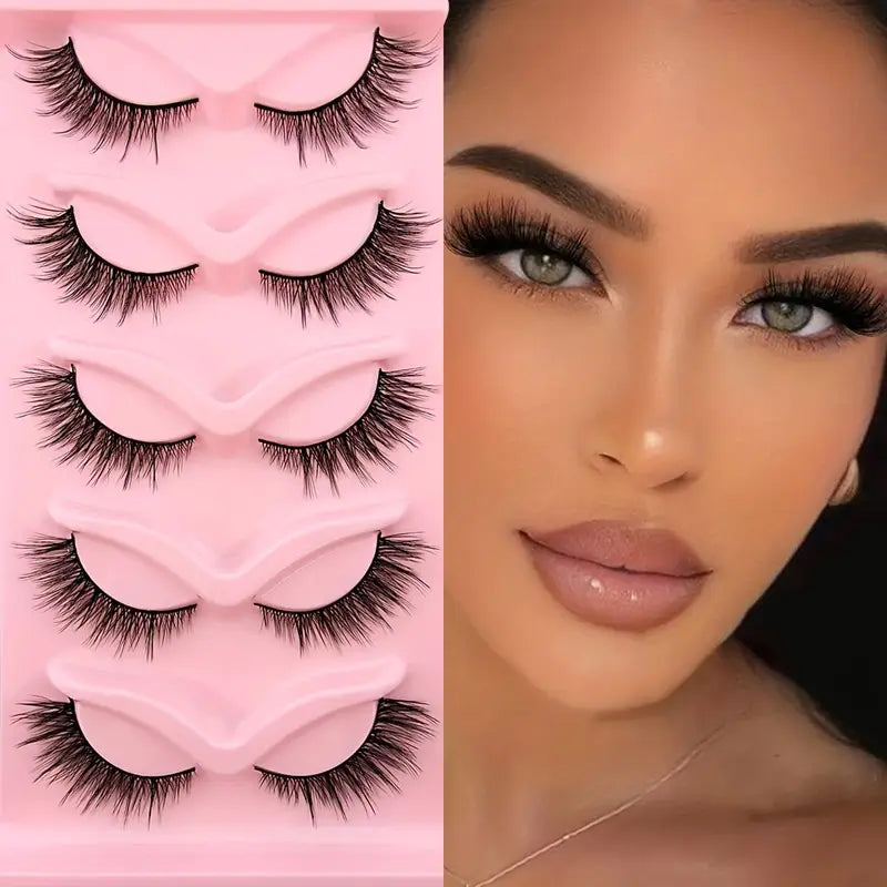 Faux Cils 3D Naturels – Lot de 5 Paires Réutilisables pour un Regard Intense et Glamour