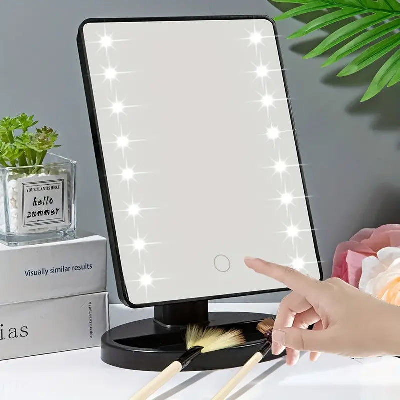 Miroir de Maquillage LED avec Éclairage Intégré – Design Élégant et Rotation Ajustable pour Coiffure & Beauté