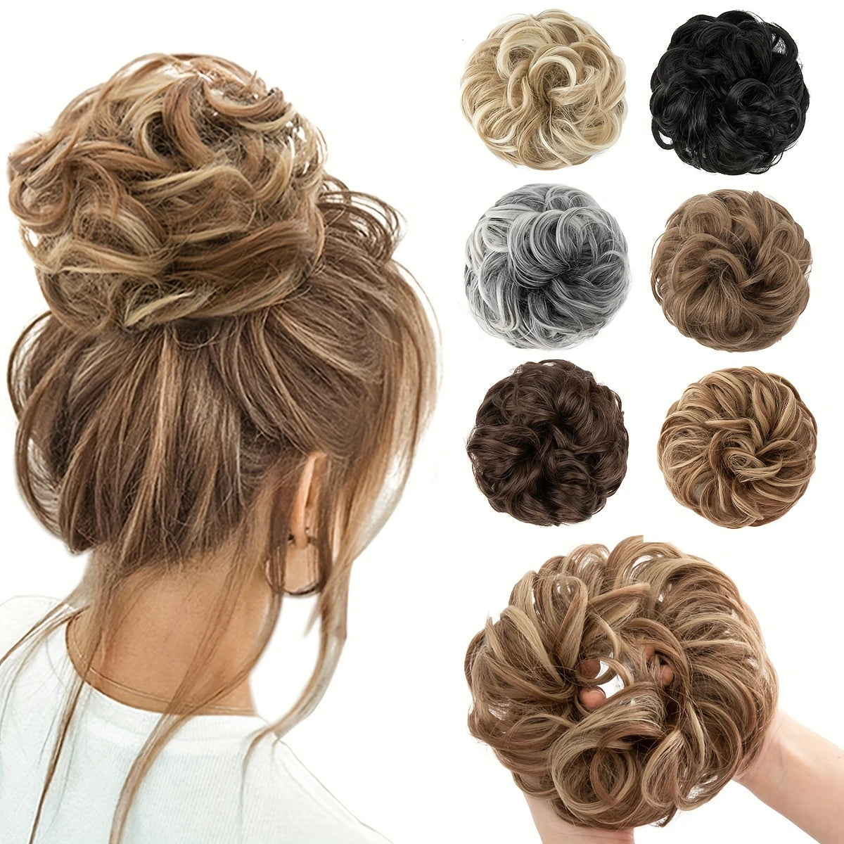 Chignon Postiche Naturel – Extension Cheveux Facile à Fixer pour Coiffure Élégante et Rapide