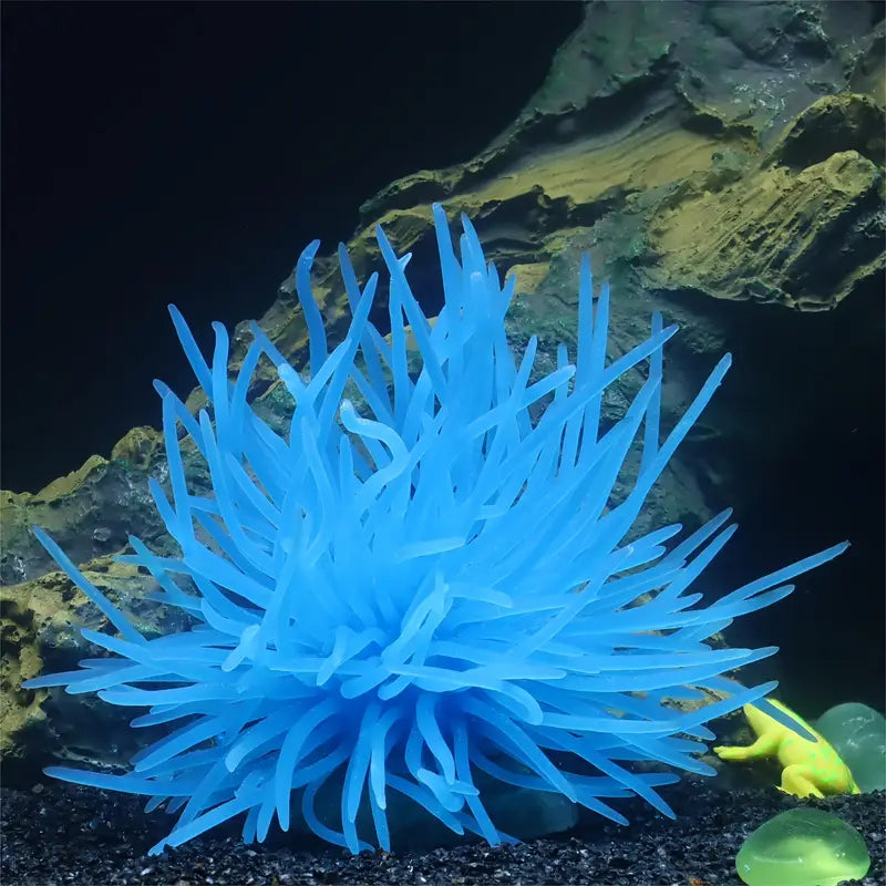 Plante Aquarium Fluorescente en Silicone – Anémone Artificielle Souple pour Décor Aquatique