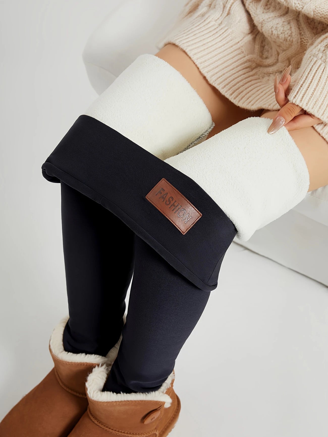 Legging Polaire Femme Taille Haute – Thermique et Doublé Hiver