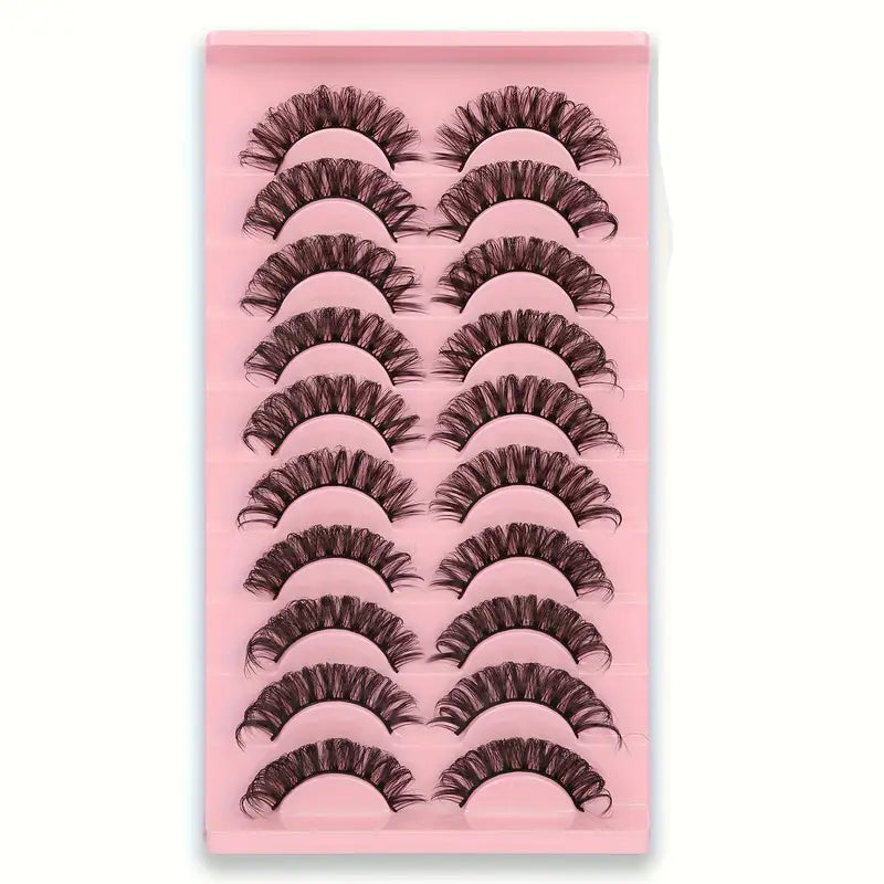 Faux Cils Naturels 3D Effet Croisé – Lot de 10 Paires Ultra Légères et Réutilisables pour un Regard Intense et Glamour