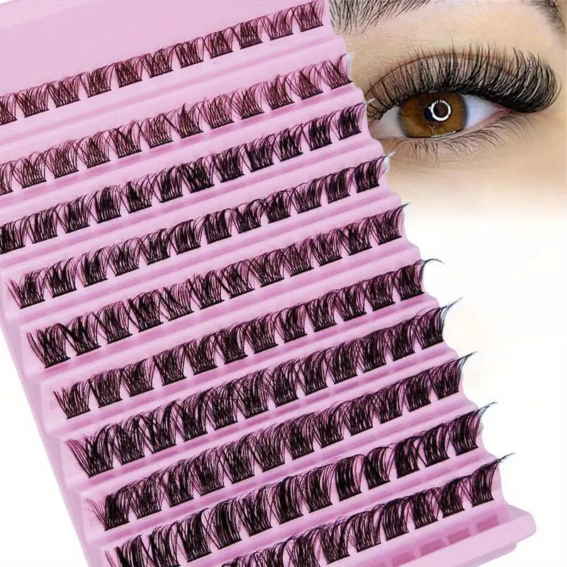 Faux Cils en Touffes Volume Naturel – Extension Individuelle Facile à Poser pour un Regard Intense et Élégant – Lot Professionnel Réutilisable