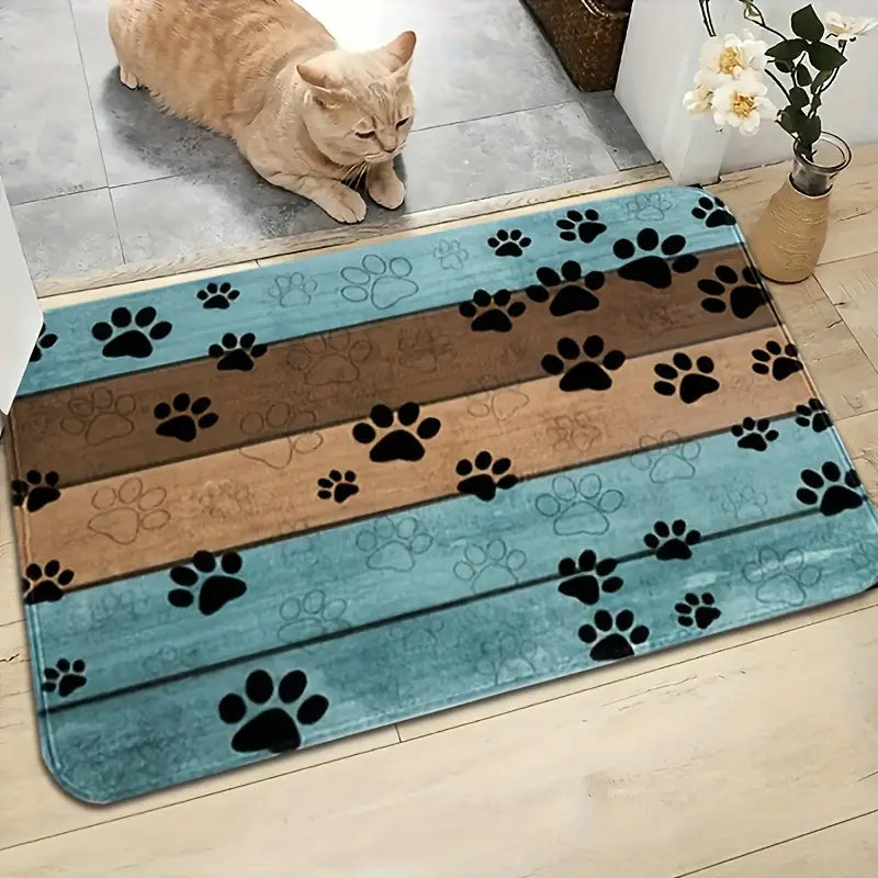Tapis Antidérapant pour Animaux – Motif Patte de Chien/Chat, Confortable et Absorbant pour Entrée ou Litière