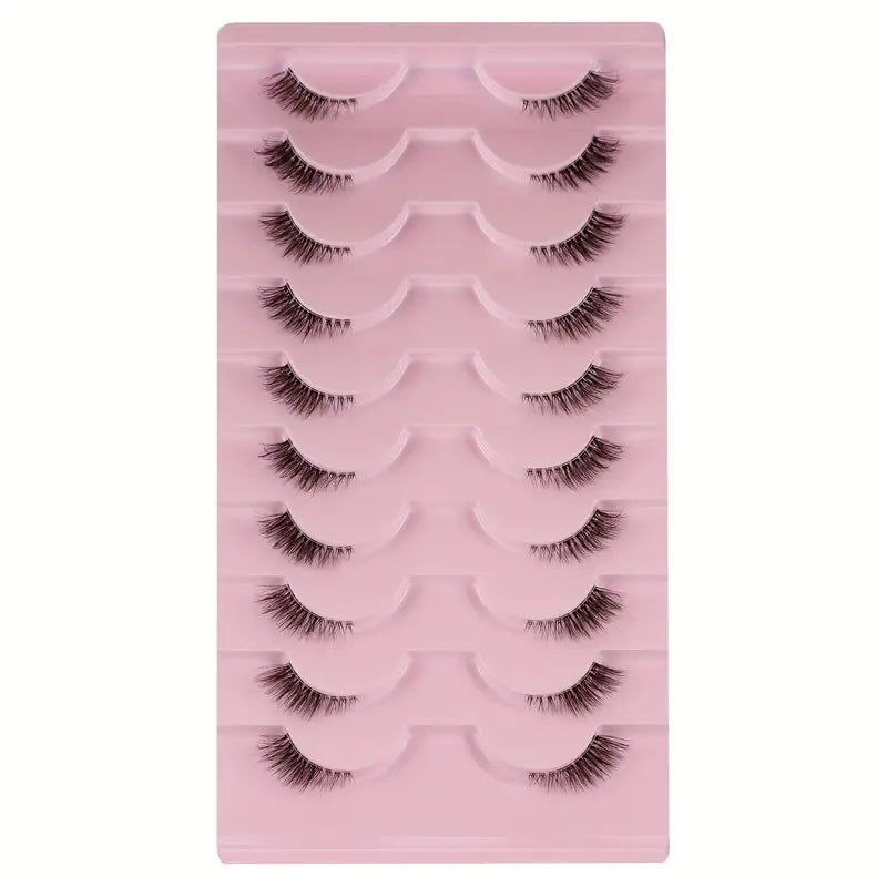 Lot de 10 Paires de Faux Cils Naturels – Légers, Réutilisables et Faciles à Appliquer pour un Regard Élégant