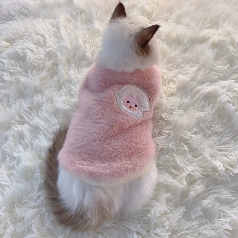 Manteau Douillet pour Chat ou Petit Chien – Vêtement Hiver Rose avec Motif Mignon, Confort et Chaleur Garantis