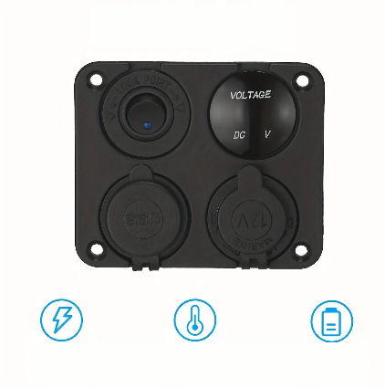 Panneau Prise Allume-Cigare USB avec Voltmètre – Double Port 5V 2.1A, Idéal Voiture, Bateau, Camping-Car