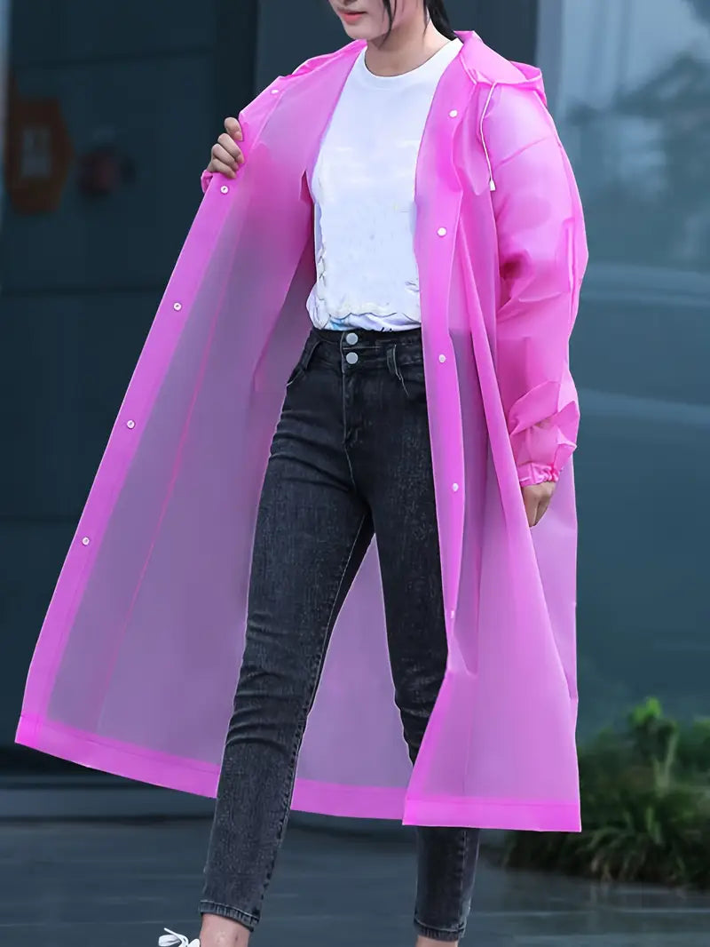 Imperméable Long Unisexe avec Capuche – Veste de Pluie Légère et Réutilisable pour Voyage, Camping ou Randonnée