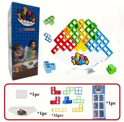 Jeu Tetra Tower Équilibre & Stratégie – Blocs Colorés Empilables, Fun en Famille ou entre Amis