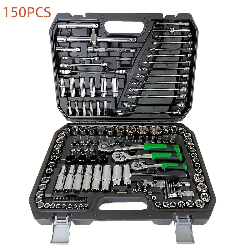 Mallette à outils 150 pièces – Coffret complet douilles, cliquets et clés pour réparation auto et bricolage