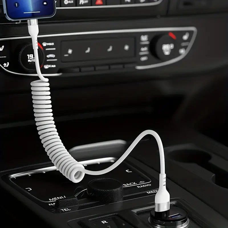 Câble USB Spirale 1m – Charge Rapide Type-C pour Smartphone – Résistant, Extensible et Antienchevêtrement