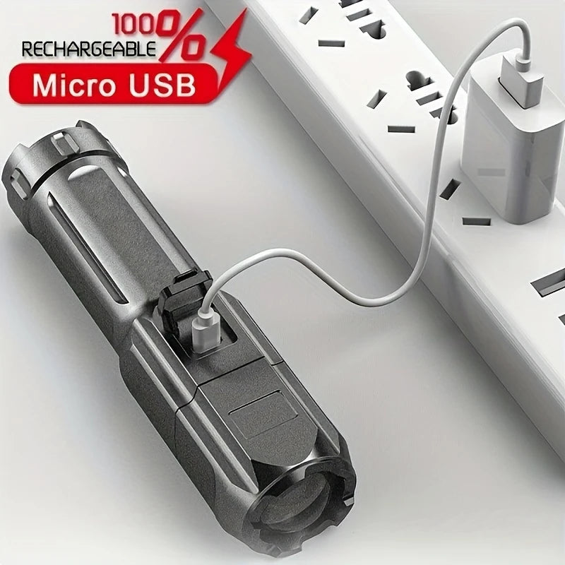 Lampes Torches LED Rechargeables Puissance Ultra-Lumineuse – Lampe de Poche Compacte avec Bouton ON/OFF Vert, Idéale Camping, Urgence & Maison