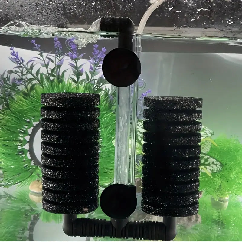 Filtre Éponge Double pour Aquarium – Filtration Silencieuse et Biologique pour Poissons et Crevettes