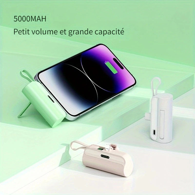 Mini Power Bank 5000mAh – Batterie Externe Compacte avec Charge Rapide et Prise en Main Facile