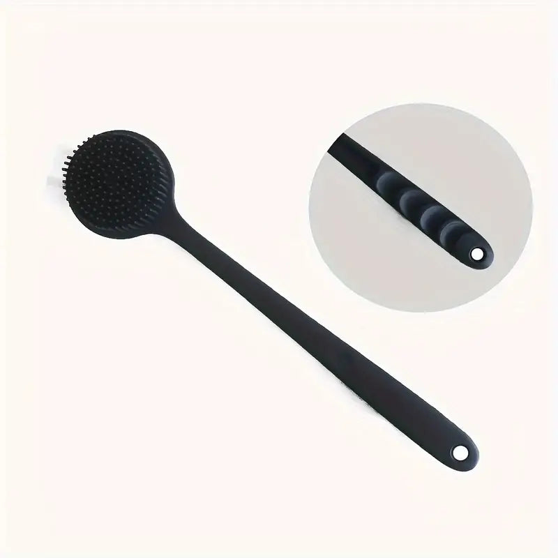 Brosse de Douche Longue Manche en Silicone – Brosse Exfoliante Corps & Dos 37 cm