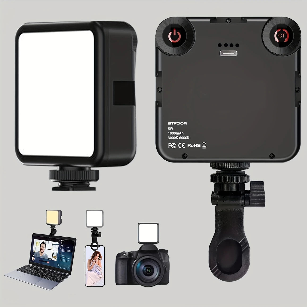 Éclairage LED Portable avec Trépied et Support – Lampe de Studio pour Smartphone, Appareil Photo et Vidéo