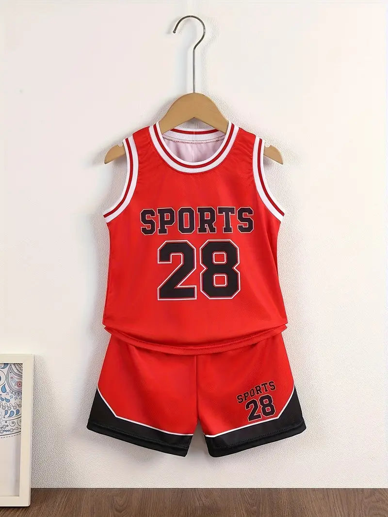 Ensemble Basketball Enfant – Maillot et Short de Sport Respirant Rouge