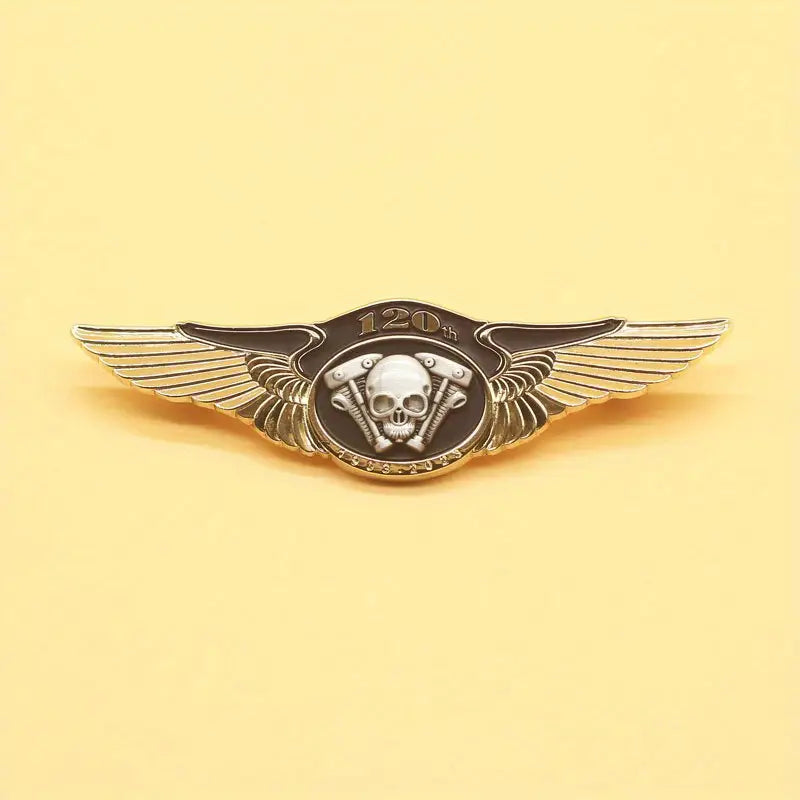 ins moto biker ailé crâne vintage – Broche métallique 120th anniversaire