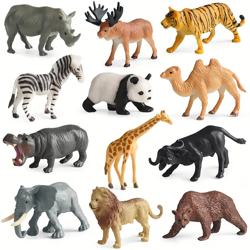 Figurines Animaux Sauvages Éducatives – Set de 12 Jouets Réalistes pour Apprentissage et Jeux Scientifiques
