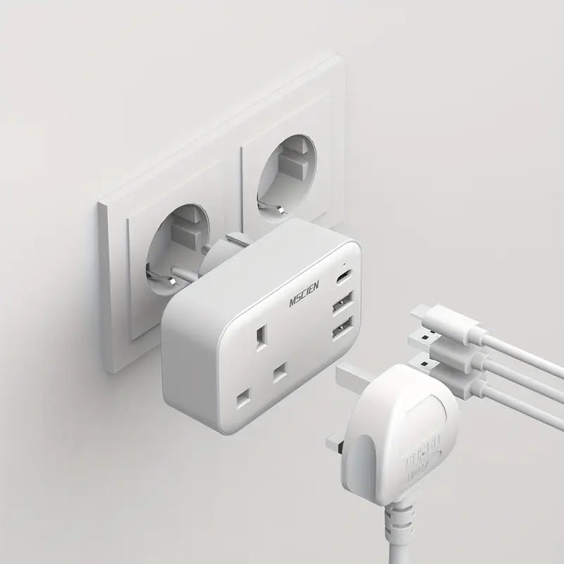 Adaptateur Prise Murale Universel avec 3 USB + 2 Prises Secteur – Chargeur Compact pour Maison et Voyage