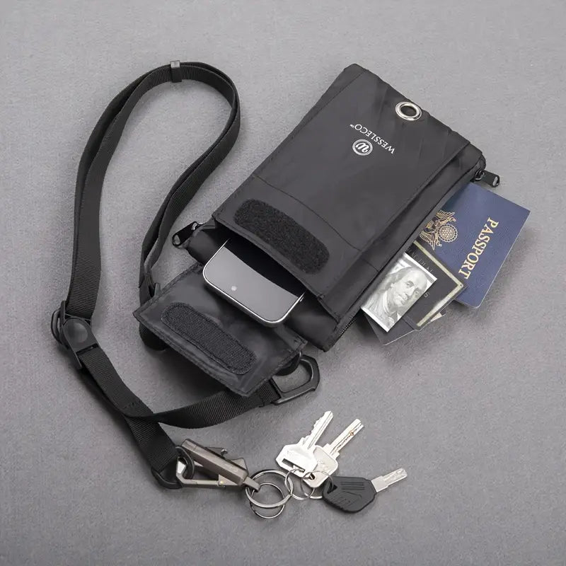 Sacoche tour de cou avec port USB Protège-passeport intelligent et antivol pour voyageur connecté