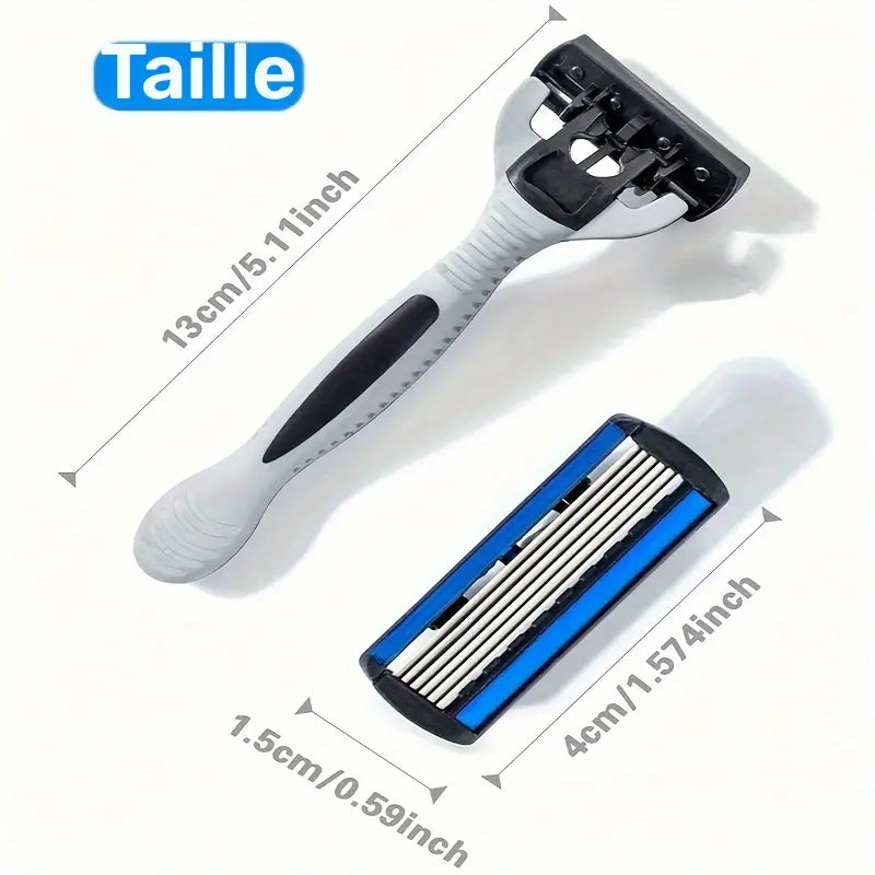 Lot de 2 Rasoirs Homme avec 20 Recharges – Rasage Précis à 3 Lames, Têtes Remplaçables pour Peau Douce & Confort Quotidien