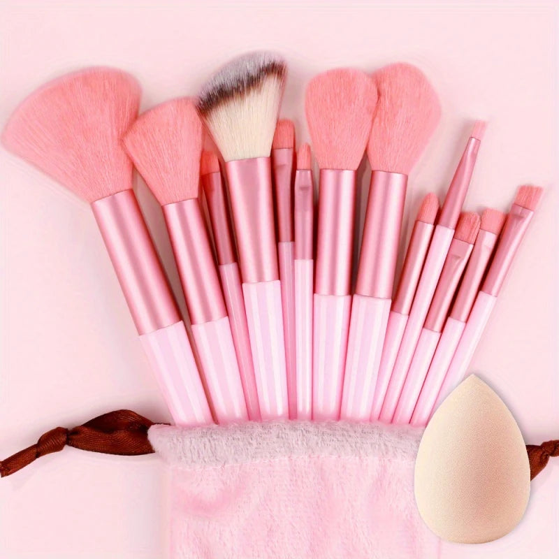 Pack de 12 Pinceaux Maquillage Professionnels – Brosse Teint, Yeux & Lèvres avec Étui Doux