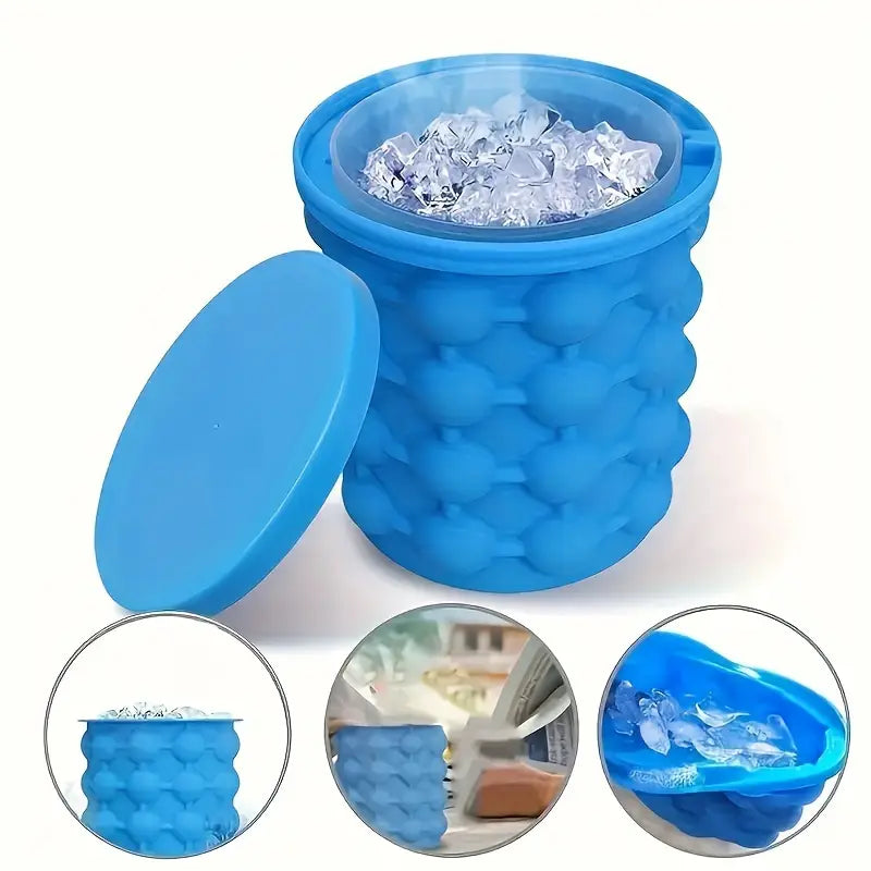 Bac à Glaçons Réutilisable en Silicone – Seau Compact avec Couvercle pour Congélation Rapide et Stockage Facile