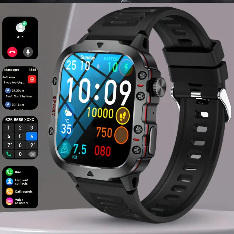 Montre connectée multisport avec appels et suivi santé – Écran HD, GPS, notifications et assistant vocal