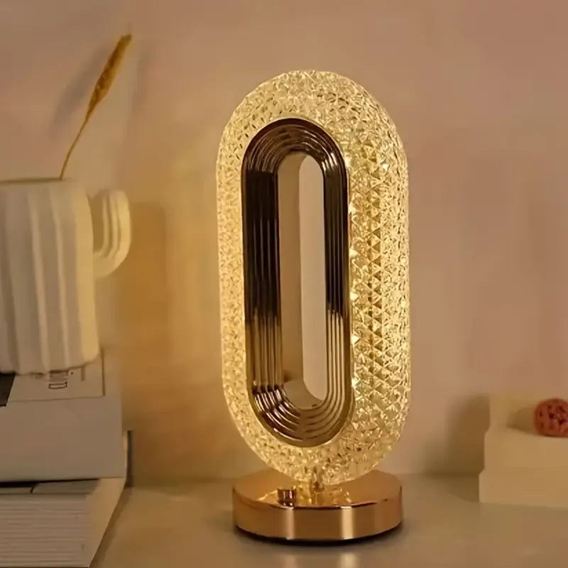 Lampe de bureau LED décorative en cristal doré – Éclairage d’ambiance élégant au design moderne et luxueux