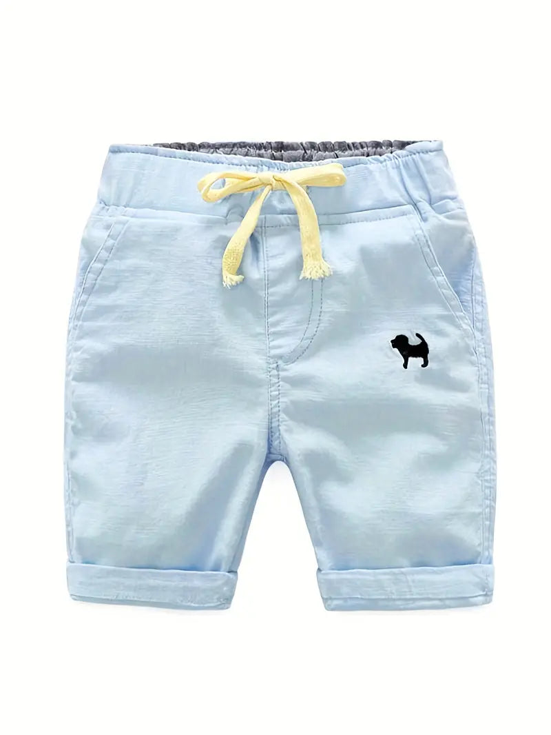 Maillot de bain garçon bleu clair avec cordon jaune – Short de plage enfant confortable et stylé