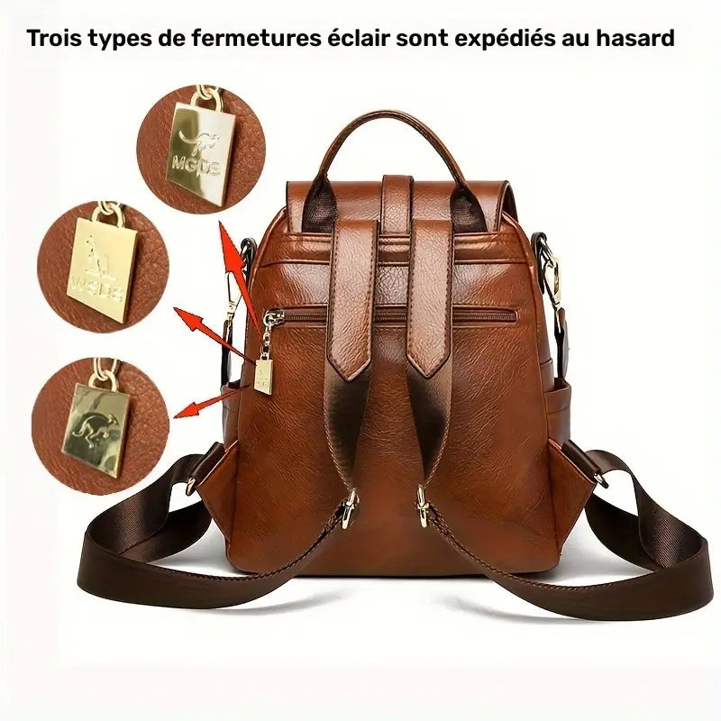 Sac à dos décontracté en simili cuir – Tendance, polyvalent et confortable