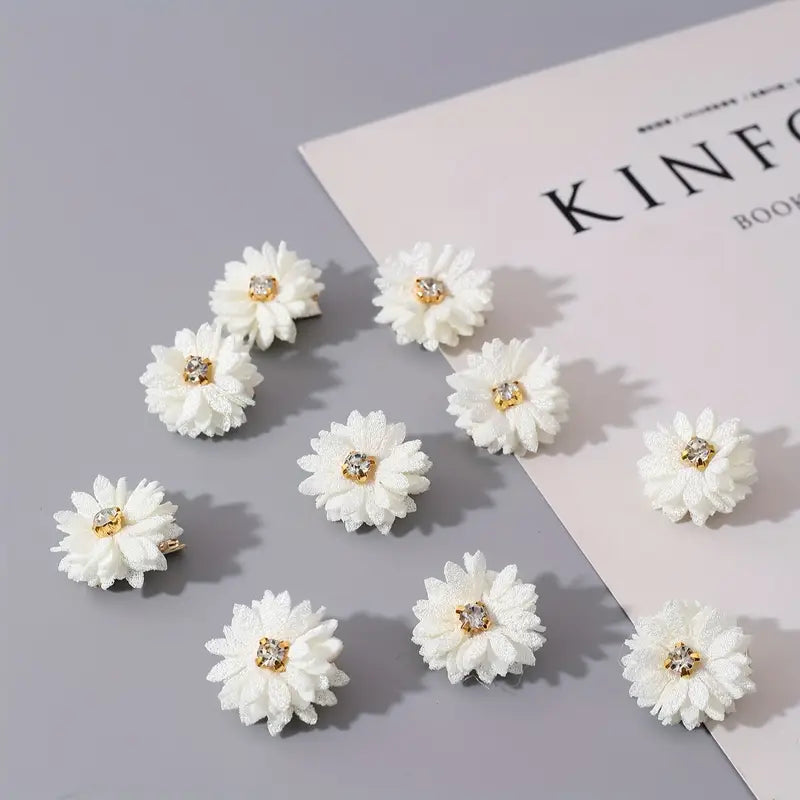 Décorations cheveux mariage femme fleurs blanches avec strass – Accessoires élégants pour coiffure de mariée