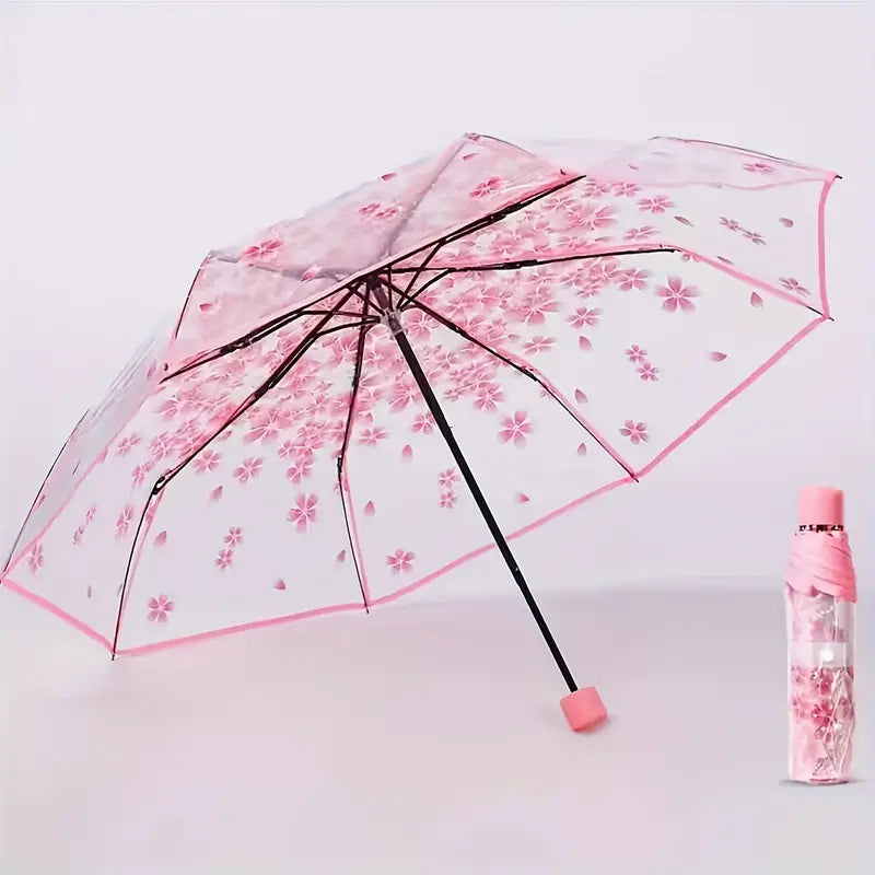 Parapluie transparent fleurs de cerisier  Compact, élégant et résistant