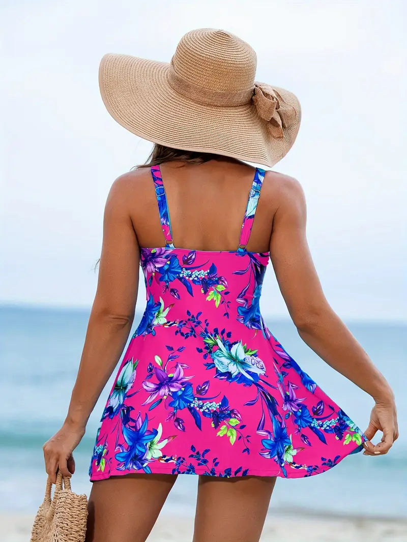 Tankini femme floral avec short intégré – Confort et style pour toutes vos baignades