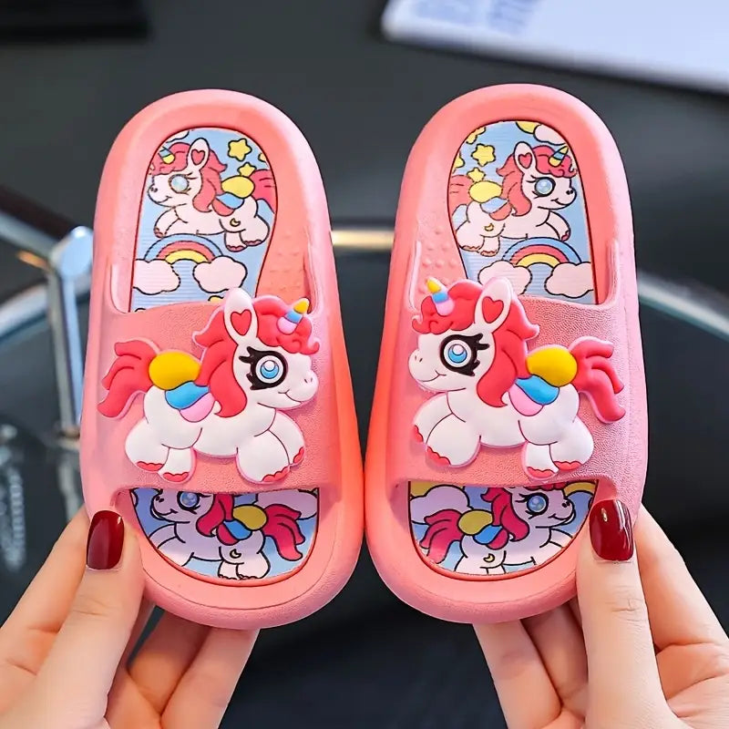 Sandales fille licorne roses – Pantoufles d’été antidérapantes et confortables
