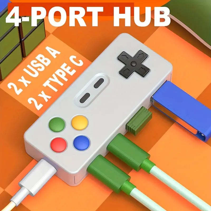 Hub USB Multiport 4 Ports – Design Manette Rétro Gaming pour PC et Laptop | Hubs et Adaptateurs