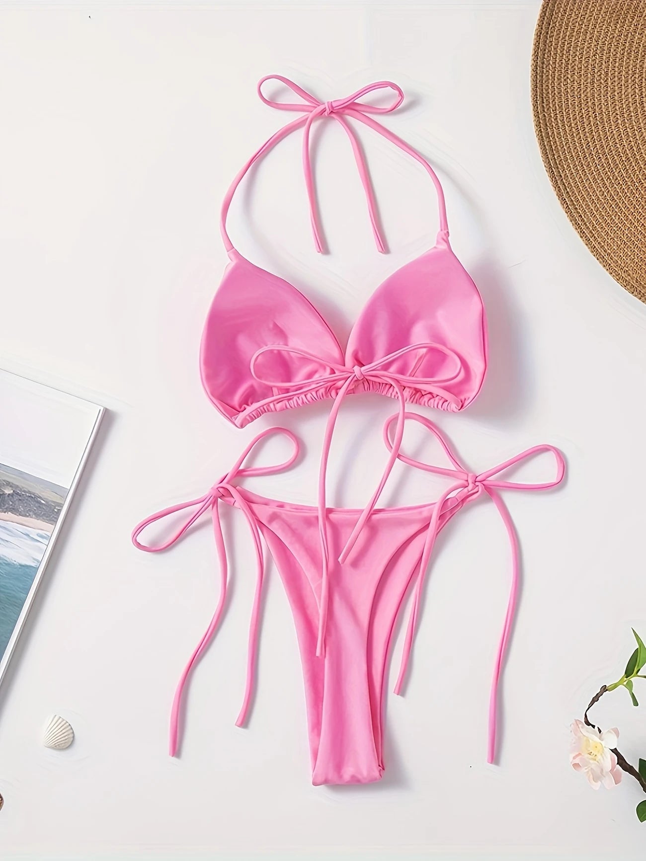 Bikini Femme 2 Pièces à Nouer – Maillot de Bain Triangle Dos Nu, Style Plage & Été Séduisant