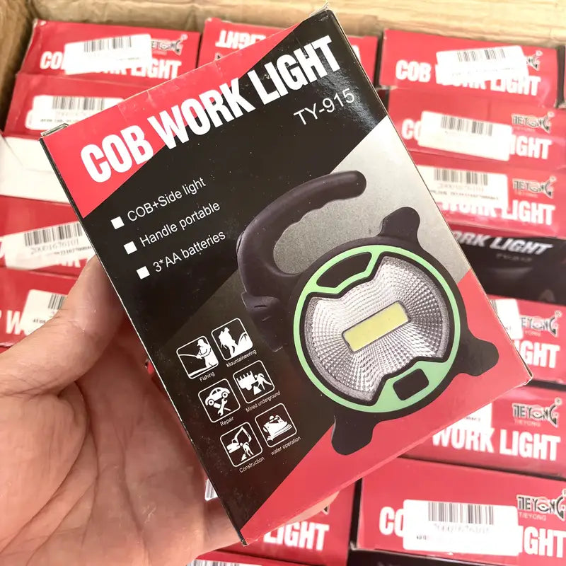 Projecteur LED Rechargeable Portable avec Poignée – Lampe COB Ultra Puissante pour Camping, Atelier et Urgences