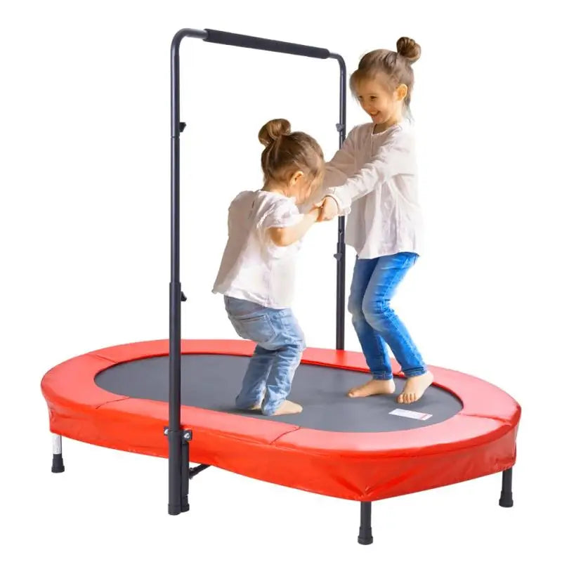 Trampoline de jardin pour enfants avec barre de stabilité – Jeu d’extérieur sécurisé et amusant