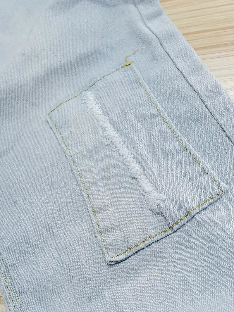 Jean Garçon avec Taille Élastique – Pantalons Enfant Confortables Style Décontracté avec Poches Zippées