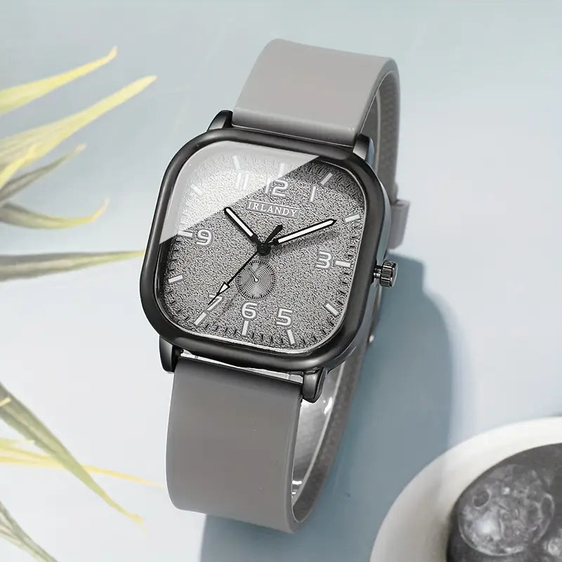 Montre femme élégante à cadran carré – Bracelet en cuir tendance et design moderne