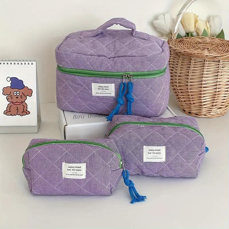 Trousse de toilette violet à motif Set de 3 pochettes pratiques et tendance